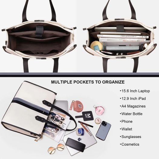 Brand New Laptop Bag Women 15.6 Inch, Laptop Handbag Water-Repellent Canvas Shoulder Bag,