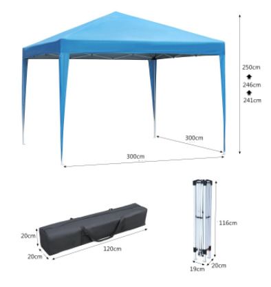 BRAND NEW Premium Pop Up Gazebo 3 x 3M 210D Polyester PU coated Waterproof Gazebos with 4 Sandbags& Carry Bag Foldable Shelter Garden Tent