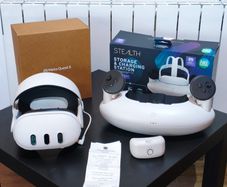 Meta Quest 3 512GB (Mint) + Currys Receipt (Warranty) + Premium Charging Station & Battery Strap Bundle