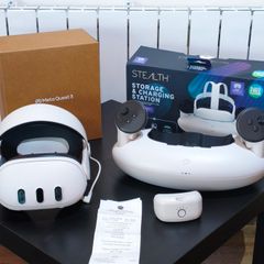 Meta Quest 3 512GB (Mint) + Currys Receipt (Warranty) + Premium Charging Station & Battery Strap Bundle
