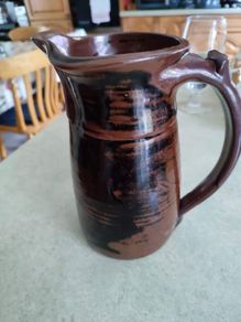 Roundstone pottery dark Brown water jug / vase Co. Galway Ireland.