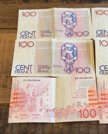 Vintage Belgian 100 Franc Banknotes - Collection of 6