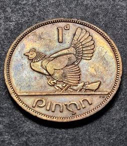 Ireland 1940 1d Penny coin Lightly toned