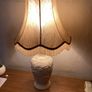 Large vintage cream table lamp floral relief Image 3