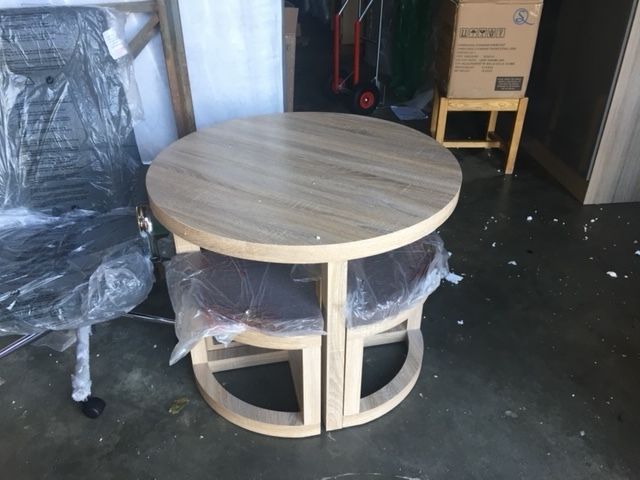 Cambourne Stowaway Dining Set in Sonoma Oak Effect Veneer/Brown Linen Fleck