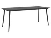 Garden Dining Table Black 190x90x74 cm Steel and Glass