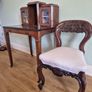 Edwardian inlaid writing desk& carved chair Image 4