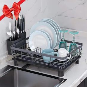 Brand New Kitchen Drainer Rack with Drain, Durable Dish Drainer with Utensil Holder & Knife Slots.