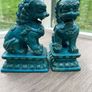 Vintage Turquoise Blue Chinese Foo Dogs, Guardian Lions. Pair Image 4