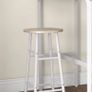 High bar table set + 2 stools, steel frame, natural wood-effect top, 2-person, white Image 5