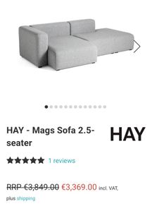 HAY Mags 2.5 Seater Sofa L shape corner - excellent condition RRP E3800