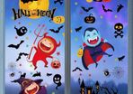 Window Stickers,moinkerin 65 Pieces Halloween Window Clings 8 Sheets Bat Spider Witch Window Decals Halloween Window Decorations for Halloween Party Decorations