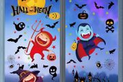 Window Stickers,moinkerin 65 Pieces Halloween Window Clings 8 Sheets Bat Spider Witch Window Decals Halloween Window Decorations for Halloween Party Decorations