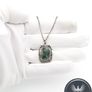 925 Vintage Sterling Silver & Moss Agate Necklace, Birmingham 1974 Image 8