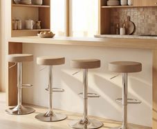 Set of 2 Swivel Bar Stools PU Leather Height Adjustable with Footrest Brown