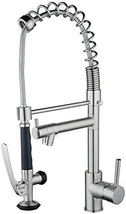 Professional Single Lever Chrome Spring Pre-Rinse Pull Out Sprayer Kitchen Taps, Commercial Deck Mounted Kitchen Pull Down Taps