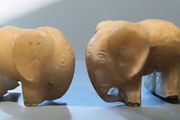 Pair of heavy white marble elephant bookends