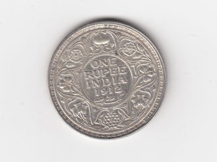 India, one rupee 1912, 91.7% Silver, (no 438)