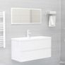 Sink Cabinet with Built-in Basin High Gloss White Chipboard Image 3