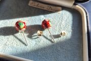 Vintage 925 silver Flower  Round Earrings