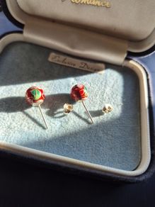 Vintage 925 silver Flower  Round Earrings