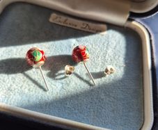 Vintage 925 silver Flower  Round Earrings