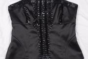 Next Black Satin Beaded Sequin Embellished Strapless Bustier Corset Top 12UK/40EU