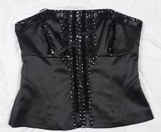 Next Black Satin Beaded Sequin Embellished Strapless Bustier Corset Top 12UK/40EU
