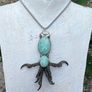 Sorceress Sorcerer Raven Claws Soldered with Two High Flash Amazonite Gemstone Pendant Talisman Witchy Spiritual Image 7