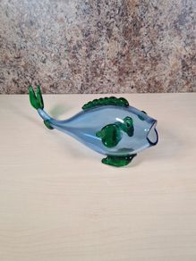 Glass fish ornament  blue and green DAMAGED