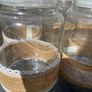 Hessian and lace decorated jars for wedding or party decoration Image 3
