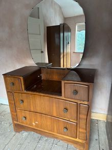 Vintage Art Deco Waterfall Dressing Table with Mirror