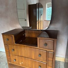 Vintage Art Deco Waterfall Dressing Table with Mirror