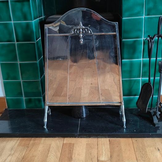 Stunning Art Deco Polished chrome Fire Screen