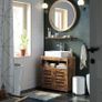 Under Sink Cabinet, Bathroom Vanity Unit, Storage Cupboard, 60 x 30 x 63 cm, with 2 Louvered Doors, Adjustable Shelf, Rustic Brown BBK04BX Image 2