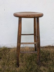 Vintage Rustic Wooden Bar Stool