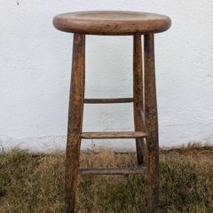Vintage Rustic Wooden Bar Stool