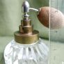 Vintage Iridescent Glass Perfume Bottle and Puffer. Image 9