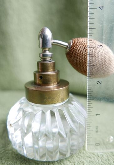 Vintage Iridescent Glass Perfume Bottle and Puffer.