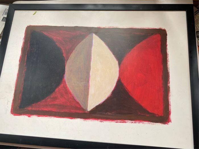 print Breon O'Casey Signed  in the plate Abstract Modernist Print  Framed 29.5 x 21.5 inches