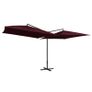 Double Parasol with Steel Pole 250x250 cm Bordeaux Red Image 5