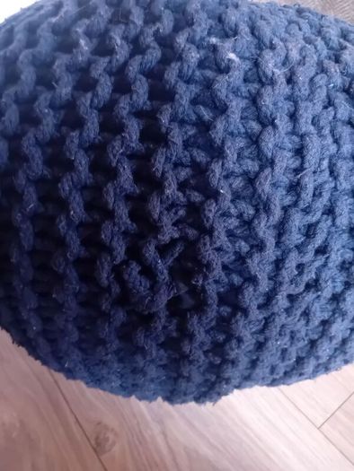 Navy knitted Footstool