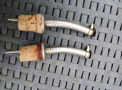 2 Vintage Bottle Pourer Corks with Lids