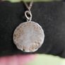 Vintage Sterling Silver 925 Pendant Hammered Round Pendant and Necklace Image 3