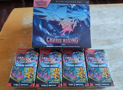 Pokemon Tcg Mega Evolution Chaos Rising ETB Plus X4 Chaos Rising booster bundle boxes