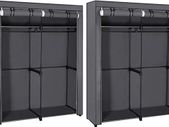 Set of 2, Wardrobe with 2 Clothes Rails, Storage of Clothes, Fabric Cabinet, Clothes Rack, Foldable, Dressing Room, Bedroom, 140 x 43 x 174 cm, Grey