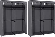 Set of 2, Wardrobe with 2 Clothes Rails, Storage of Clothes, Fabric Cabinet, Clothes Rack, Foldable, Dressing Room, Bedroom, 140 x 43 x 174 cm, Grey