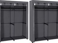 main image for ad Set of 2, Wardrobe with 2 Clothes Rails, Storage of Clothes, Fabric Cabinet, Clothes Rack, Foldable, Dressing Room, Bedroom, 140 x 43 x 174 cm, Grey