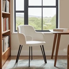 Luna Modern Boucle Armchair with Cut Out Backrest Design