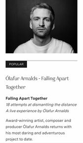 1 ticket Olafur Arnalds NCH